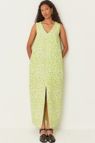 Vestido comprido em algodão biológico Gabriella - Verde