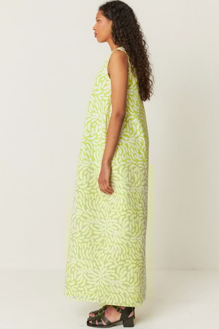 Vestido comprido em algodão biológico Gabriella - Verde