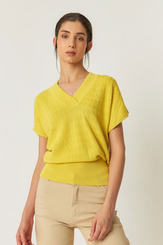 Top em algodão biológico Garazi - Amarelo