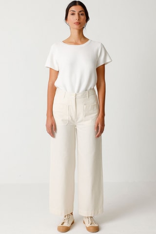 Calças direitas em algodão biológico Ohiane - Branco