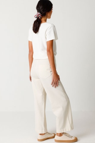 Calças direitas em algodão biológico Ohiane - Branco