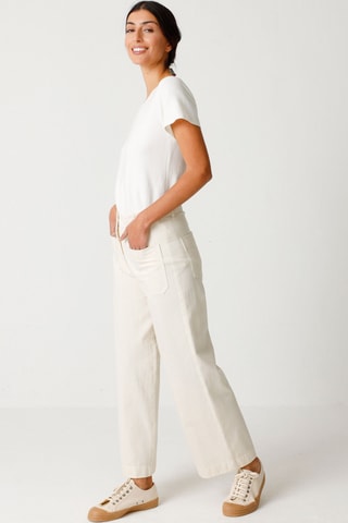 Calças direitas em algodão biológico Ohiane - Branco