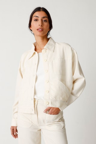 Calças direitas em algodão biológico Ohiane - Branco