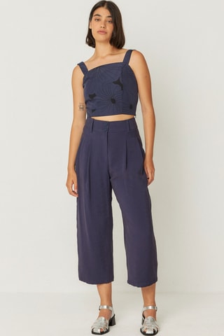 Crop top em algodão biológico Egia - Azul-marinho