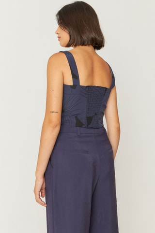 Crop top em algodão biológico Egia - Azul-marinho