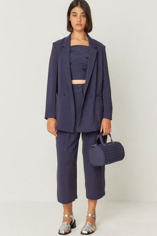 Crop top em algodão biológico Egia - Azul-marinho