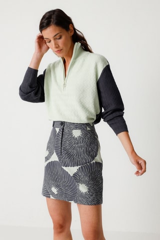 Saia direita cintura alta em algodão biológico Bake - Preto