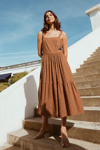 Vestido midi Izare - Castanho - Castanho