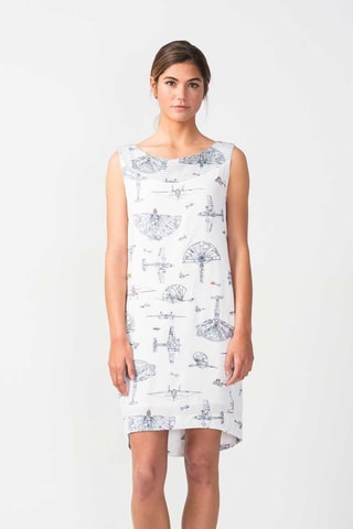 Vestido direito Anix - Cru e preto - Branco