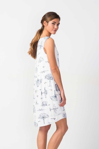 Vestido direito Anix - Cru e preto - Branco