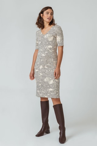 Vestido direito Afrika - Cru e cinzento - Branco