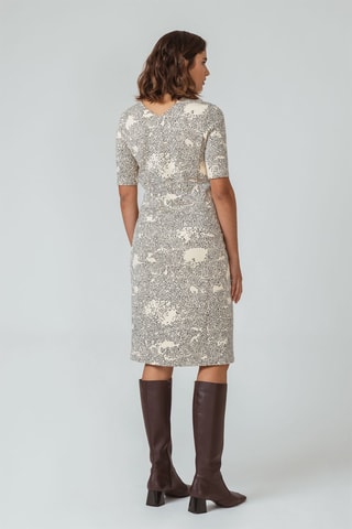 Vestido direito Afrika - Cru e cinzento - Branco