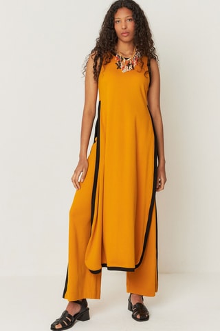 Vestido comprido em algodão biológico Naila - Laranja