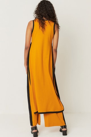 Vestido comprido em algodão biológico Naila - Laranja