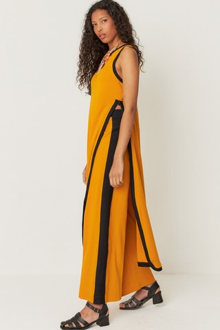 Vestido comprido em algodão biológico Naila - Laranja