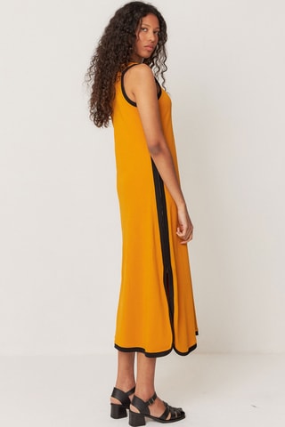 Vestido comprido em algodão biológico Naila - Laranja