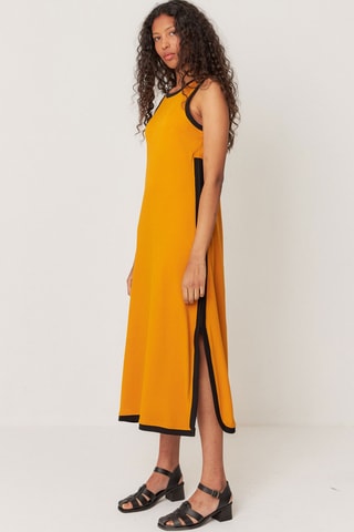 Vestido comprido em algodão biológico Naila - Laranja