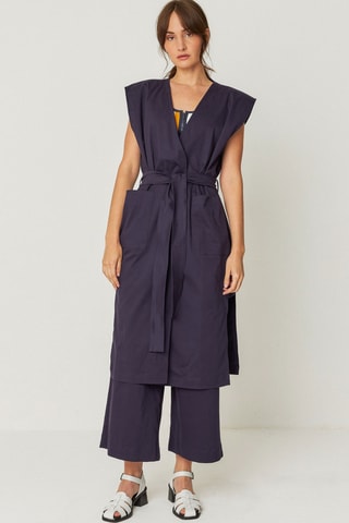 Vestido traçado em algodão biológico Lurra - Azul-marinho