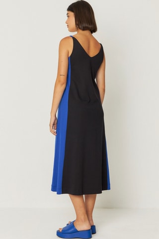 Vestido trapézio em algodão biológico Uda - Preto e azul