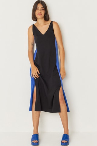 Vestido trapézio em algodão biológico Uda - Preto e azul