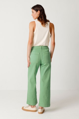 Calças direitas em algodão biológico Ane - Verde