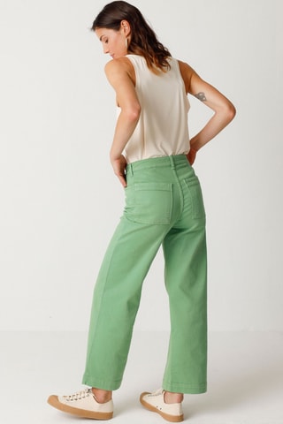 Calças direitas em algodão biológico Ane - Verde