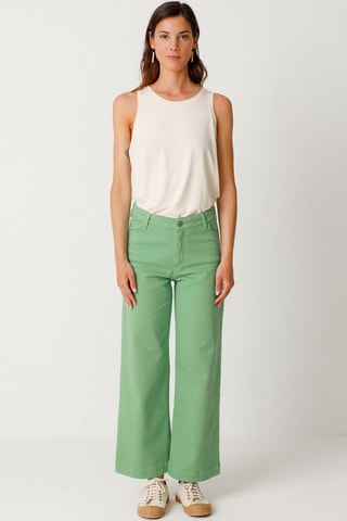 Calças direitas em algodão biológico Ane - Verde