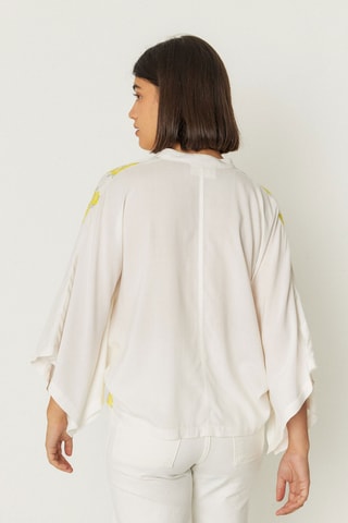 Camisa oversize Doltza - Branco e amarelo