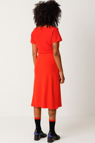 Saia direita cintura alta em algodão biológico Baiza - Vermelho