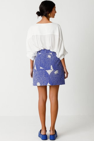 Saia direita cintura alta em algodão biológico Bake - Azul