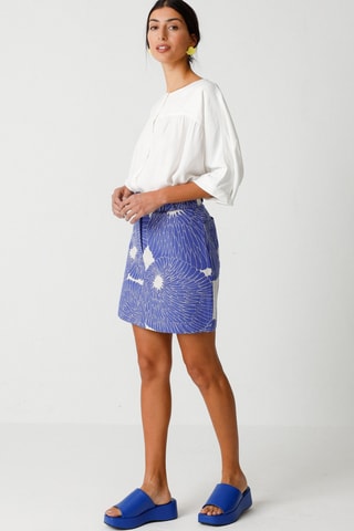 Saia direita cintura alta em algodão biológico Bake - Azul