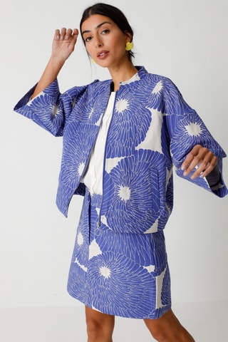 Saia direita cintura alta em algodão biológico Bake - Azul