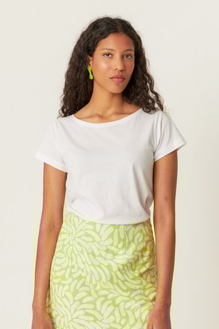 Saia direita cintura alta em algodão biológico Ilazki - Amarelo e branco