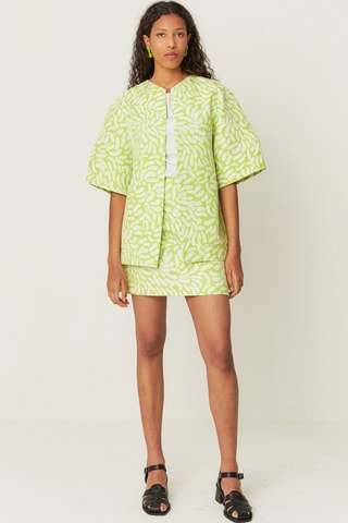 Saia direita cintura alta em algodão biológico Ilazki - Amarelo e branco