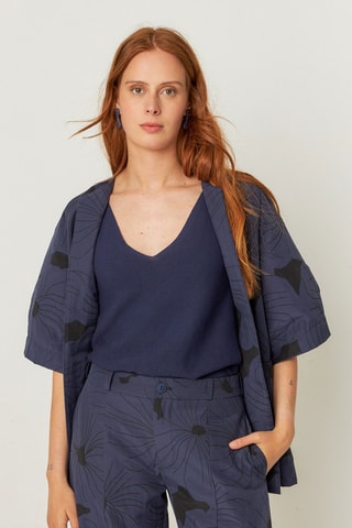 Casaco em algodão biológico Kanala - Azul