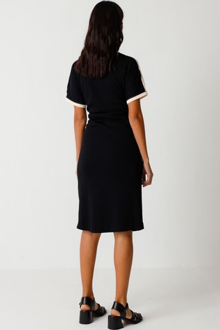 Vestido direito em algodão biológico Susane - Bege e preto