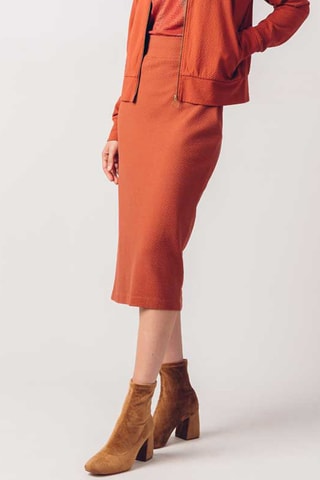Saia justa de cintura subida em algodão biológico Anue - Vermelho-tijolo - Laranja-escuro