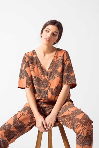 Calças Deitze - Castanho e camel - Castanho