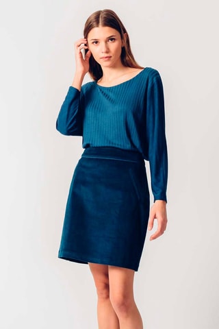 Saia direita em algodão biológico Basa - Azul-pato - Azul-escuro