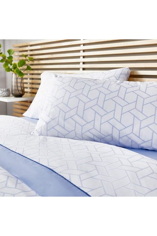 Parure lenzuola in cotone 59 fili/cm² - Bianco e blu