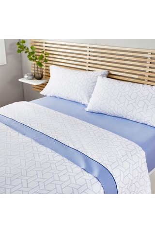 Parure lenzuola in cotone 59 fili/cm² - Bianco e blu