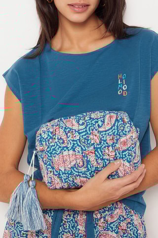 Trousse réversible Oddalys - Bleu canard - Etam