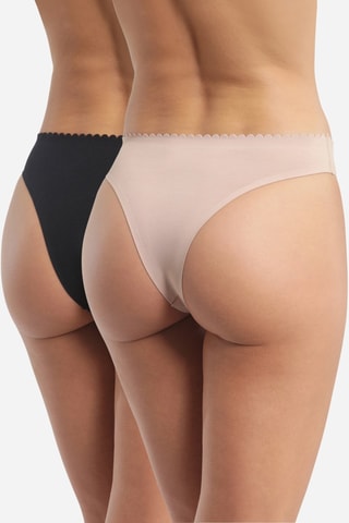 2 tangas Body Touch Easy - Nude et noir - Dim