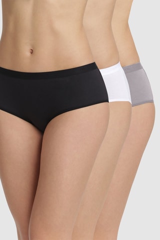 3 shortys Les Pockets EcoDIM Coton - Noir, blanc et gris - Dim