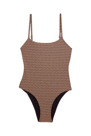 Maillot 1 pièce - Marron et noir - Etam