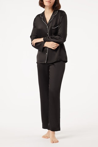 Pantalon droit en soie  Milky - Noir  - Etam