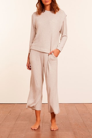 Pantalon wide legs 7/8 Amythis Gris clair - Etam
