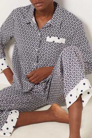 Chemise de pyjama Florish - Blanc et bleu marine - Etam