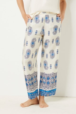Pantalon de pyjama taille haute Blue Amalfi Blanc et turquoise - Etam