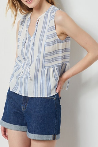 Top rayé - Blanc et ciel - Etam